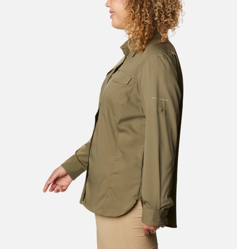 Women's Columbia Silver Ridge Lite Long Sleeve Shirts Olive | Plus Size CA-I6L18